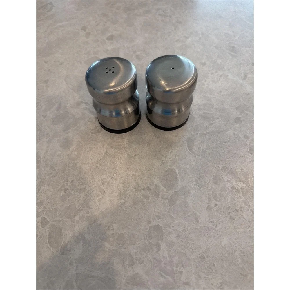 Vintage Stainless Steel Salt And Pepper Shakers Made In Denmark